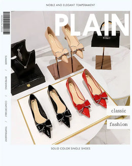 KissICON New Fashion Street Style Patent Leather Rhinestone Butterfly-knot