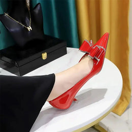 KissICON New Fashion Street Style Patent Leather Rhinestone Butterfly-knot
