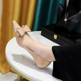 KissICON New Fashion Street Style Patent Leather Rhinestone Butterfly-knot
