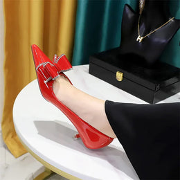 KissICON New Fashion Street Style Patent Leather Rhinestone Butterfly-knot