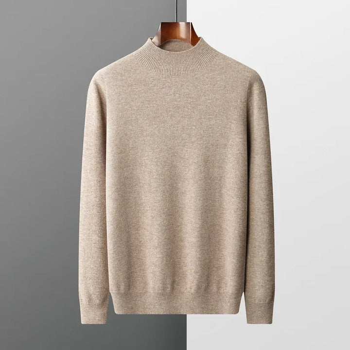 New Men's 100% Merino Wool Mock Neck Pullover Soft Warm Jumpers Quality Cashmere Sweater Casual Smart Knitwear Basic Tops Clothi