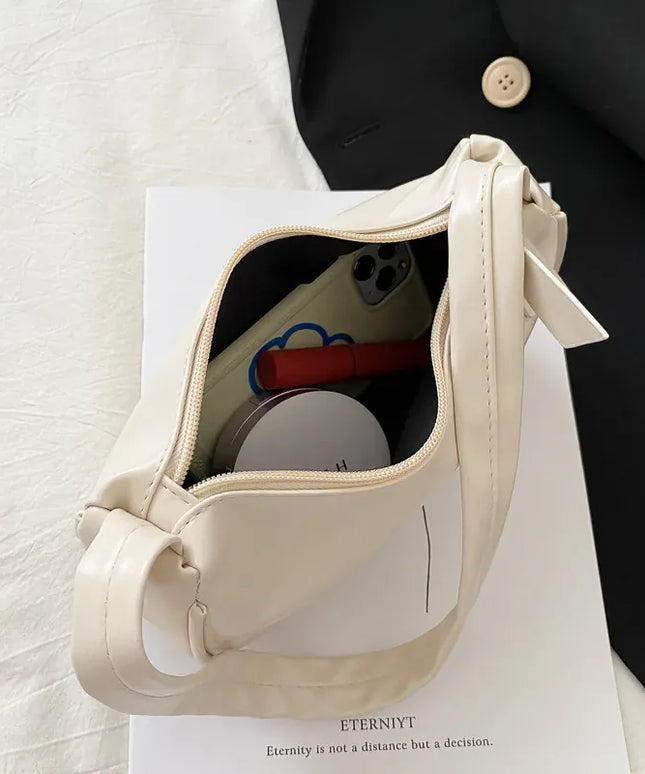 Dropshipman New Retro Soft PU Leather Women Shoulder Underarm Bags Casual Solid Color Small Top-Handle Handbags Ladies Fashion Shoulder Bags