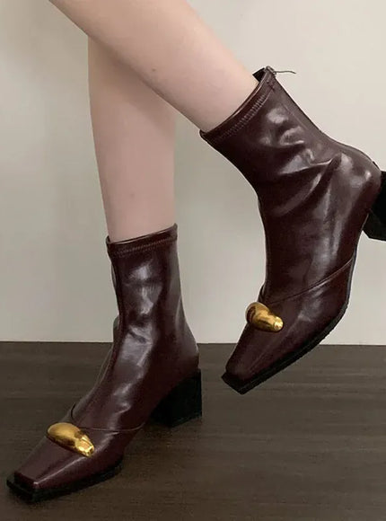 KissICON New Shoes Designer Metal Women Ankle Elastic Boots