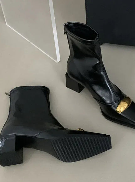 KissICON New Shoes Designer Metal Women Ankle Elastic Boots