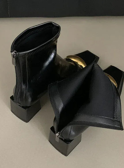 KissICON New Shoes Designer Metal Women Ankle Elastic Boots