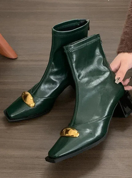 KissICON New Shoes Designer Metal Women Ankle Elastic Boots