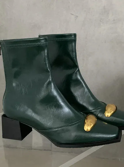 KissICON New Shoes Designer Metal Women Ankle Elastic Boots
