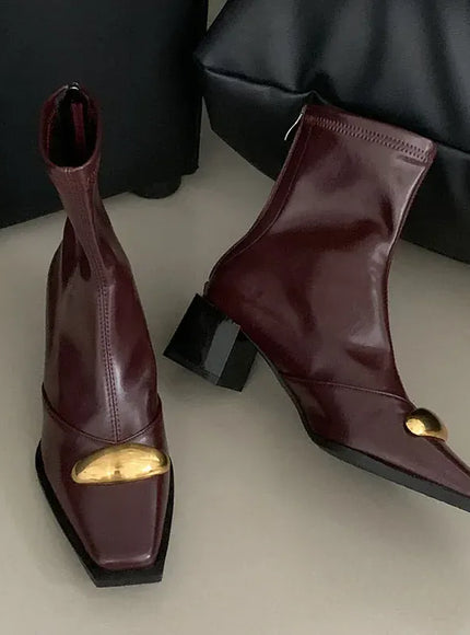 KissICON New Shoes Designer Metal Women Ankle Elastic Boots