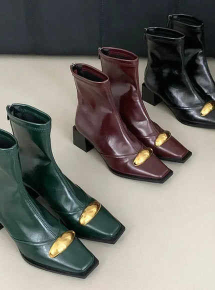 KissICON New Shoes Designer Metal Women Ankle Elastic Boots