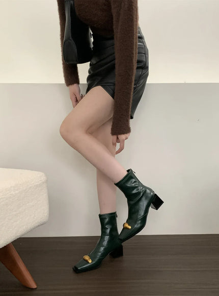 KissICON New Shoes Designer Metal Women Ankle Elastic Boots