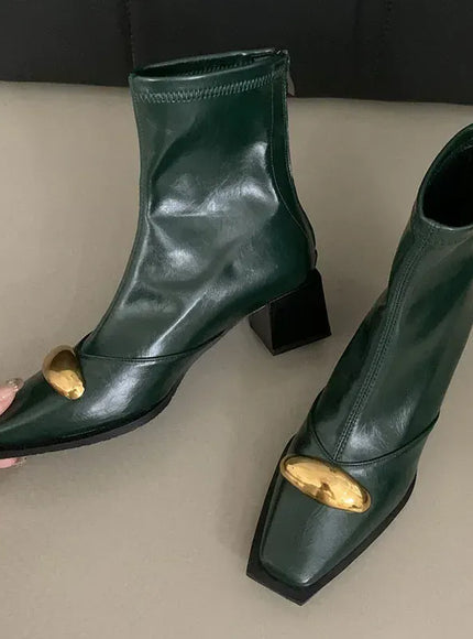 KissICON New Shoes Designer Metal Women Ankle Elastic Boots