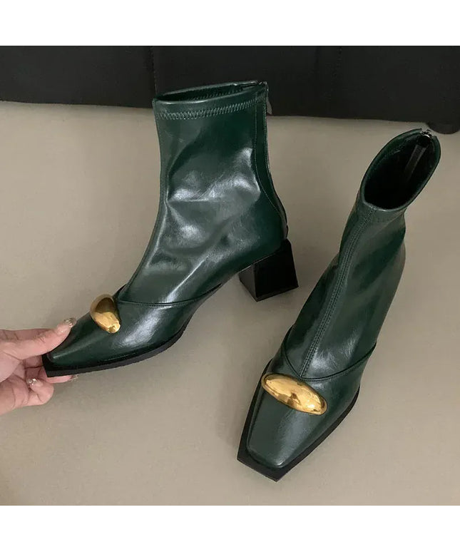 KissICON New Shoes Designer Metal Women Ankle Elastic Boots