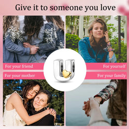 KissICON New Silver Plated Heart Shape A-Z Letter Charms Beads Fit Original Bracelet  Bead For Women Jewelry Making Gift