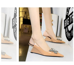 KissICON New Wedges Patent Leather Shallow Pointed Toe High