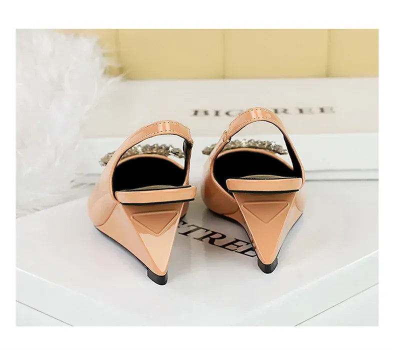 KissICON New Wedges Patent Leather Shallow Pointed Toe High