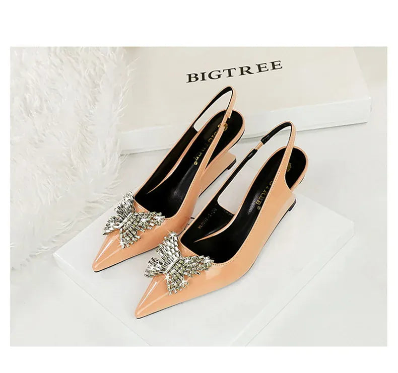 KissICON New Wedges Patent Leather Shallow Pointed Toe High