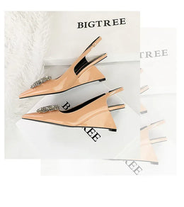 KissICON New Wedges Patent Leather Shallow Pointed Toe High