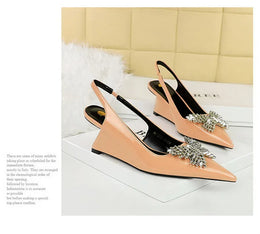 KissICON New Wedges Patent Leather Shallow Pointed Toe High