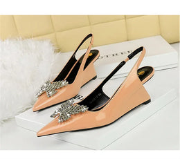 KissICON New Wedges Patent Leather Shallow Pointed Toe High