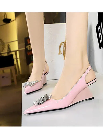 KissICON New Wedges Patent Leather Shallow Pointed Toe High