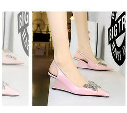 KissICON New Wedges Patent Leather Shallow Pointed Toe High