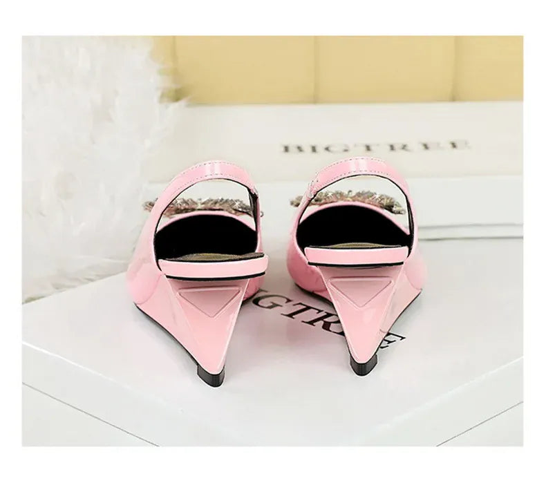 KissICON New Wedges Patent Leather Shallow Pointed Toe High