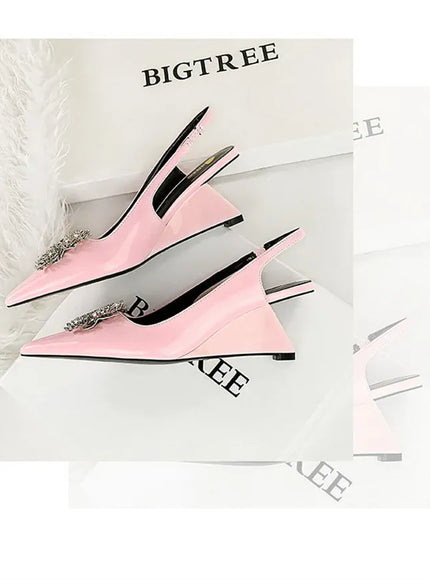 KissICON New Wedges Patent Leather Shallow Pointed Toe High