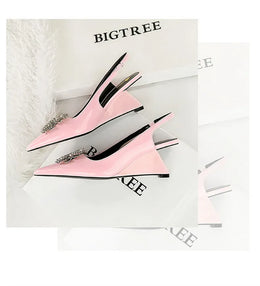 KissICON New Wedges Patent Leather Shallow Pointed Toe High