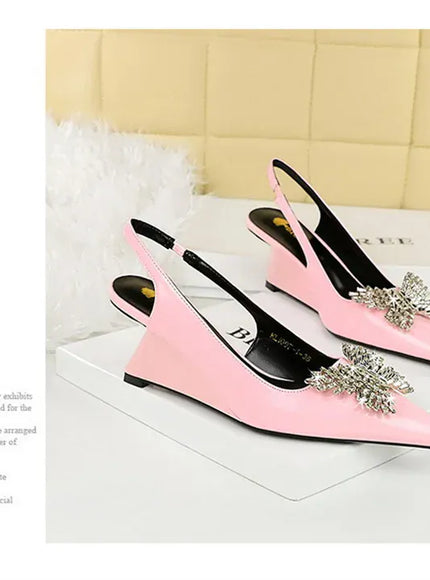 KissICON New Wedges Patent Leather Shallow Pointed Toe High