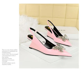 KissICON New Wedges Patent Leather Shallow Pointed Toe High