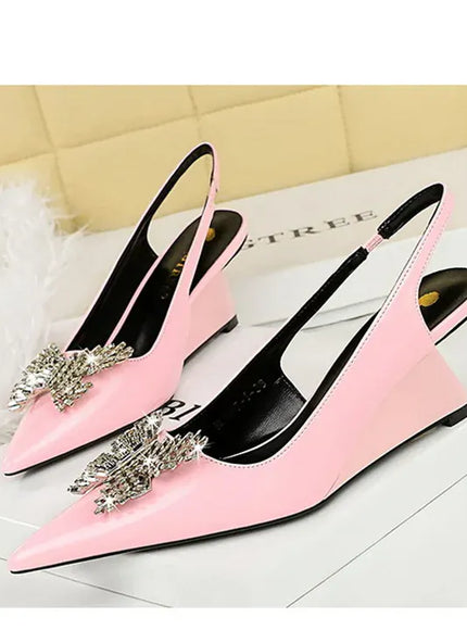 KissICON New Wedges Patent Leather Shallow Pointed Toe High