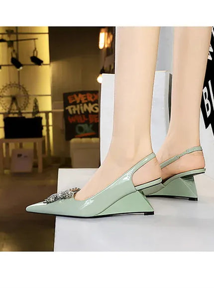 KissICON New Wedges Patent Leather Shallow Pointed Toe High