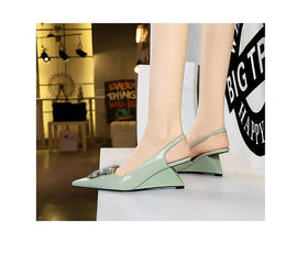 KissICON New Wedges Patent Leather Shallow Pointed Toe High