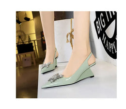 KissICON New Wedges Patent Leather Shallow Pointed Toe High