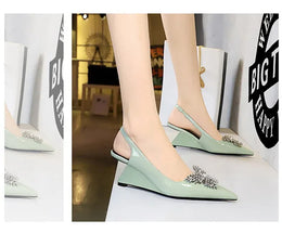 KissICON New Wedges Patent Leather Shallow Pointed Toe High