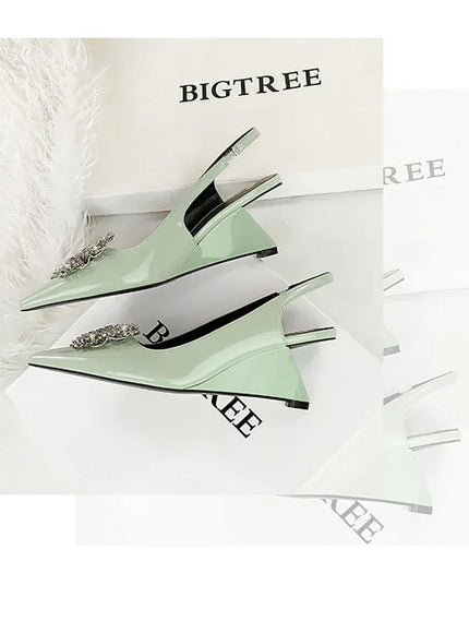 KissICON New Wedges Patent Leather Shallow Pointed Toe High