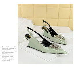 KissICON New Wedges Patent Leather Shallow Pointed Toe High