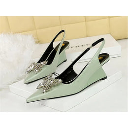 KissICON New Wedges Patent Leather Shallow Pointed Toe High
