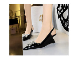 KissICON New Wedges Patent Leather Shallow Pointed Toe High