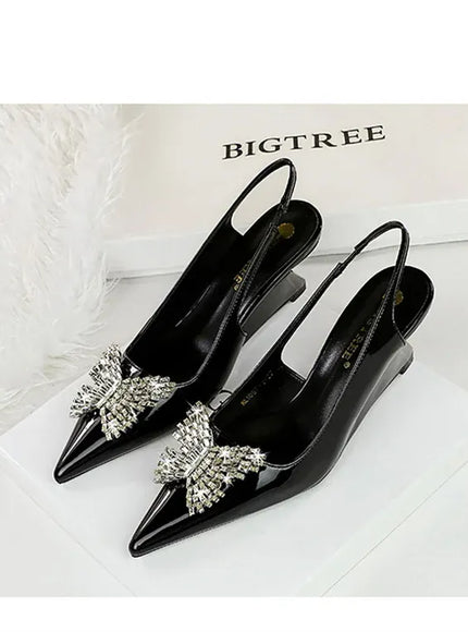 KissICON New Wedges Patent Leather Shallow Pointed Toe High