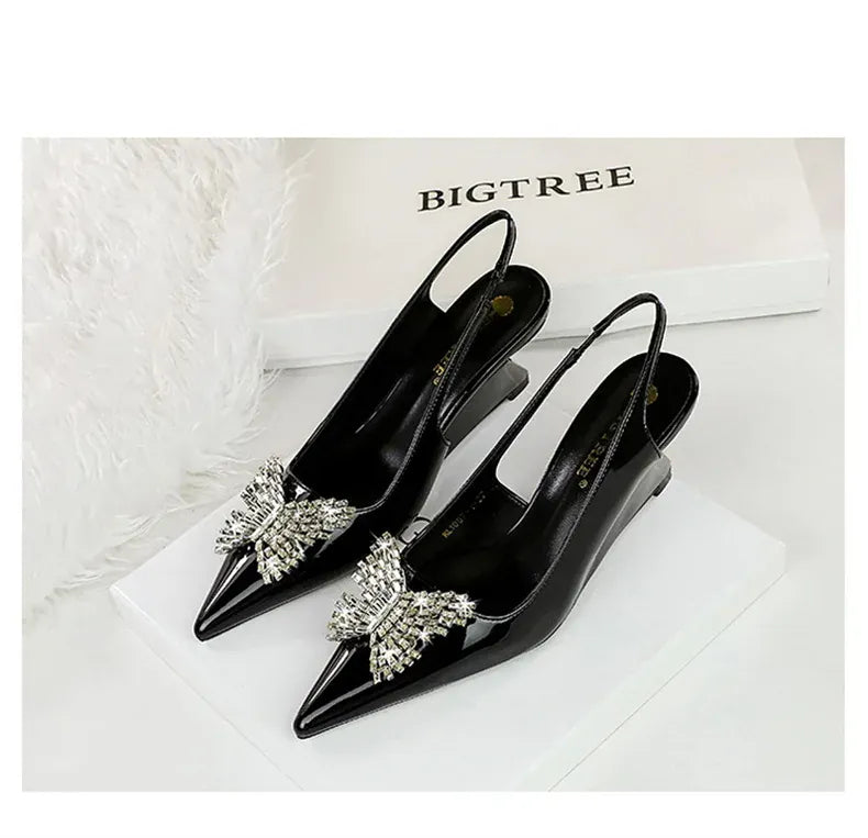 KissICON New Wedges Patent Leather Shallow Pointed Toe High