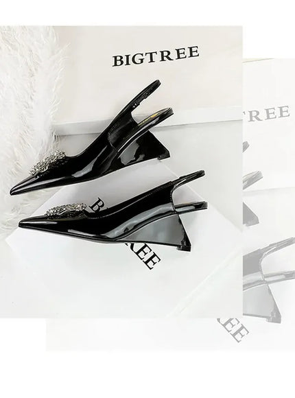 KissICON New Wedges Patent Leather Shallow Pointed Toe High