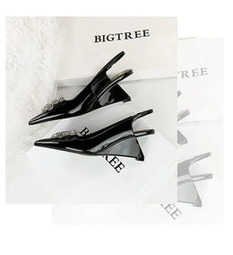 KissICON New Wedges Patent Leather Shallow Pointed Toe High