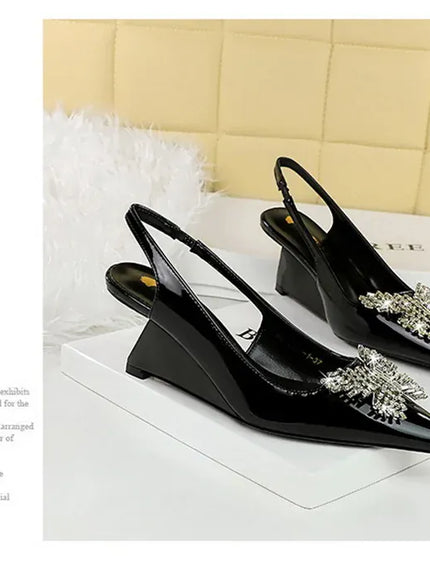 KissICON New Wedges Patent Leather Shallow Pointed Toe High