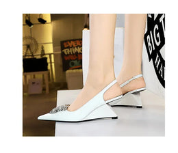 KissICON New Wedges Patent Leather Shallow Pointed Toe High