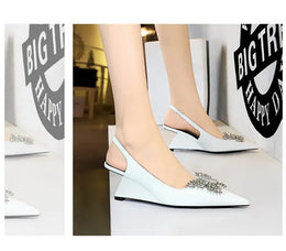 KissICON New Wedges Patent Leather Shallow Pointed Toe High