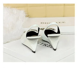 KissICON New Wedges Patent Leather Shallow Pointed Toe High