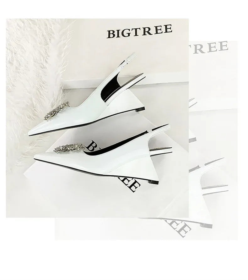 KissICON New Wedges Patent Leather Shallow Pointed Toe High