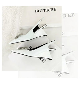 KissICON New Wedges Patent Leather Shallow Pointed Toe High