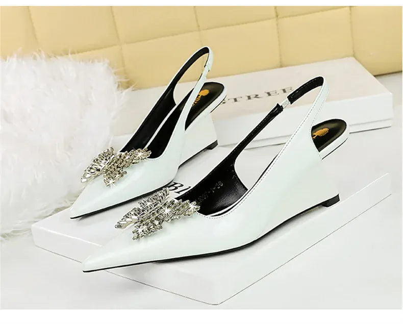 KissICON New Wedges Patent Leather Shallow Pointed Toe High